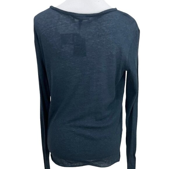 Maje Long Sleeve Pocket Tee Basque Blue Shirt Size 3 (XL) NWT MSRP $185 - Picture 2 of 7